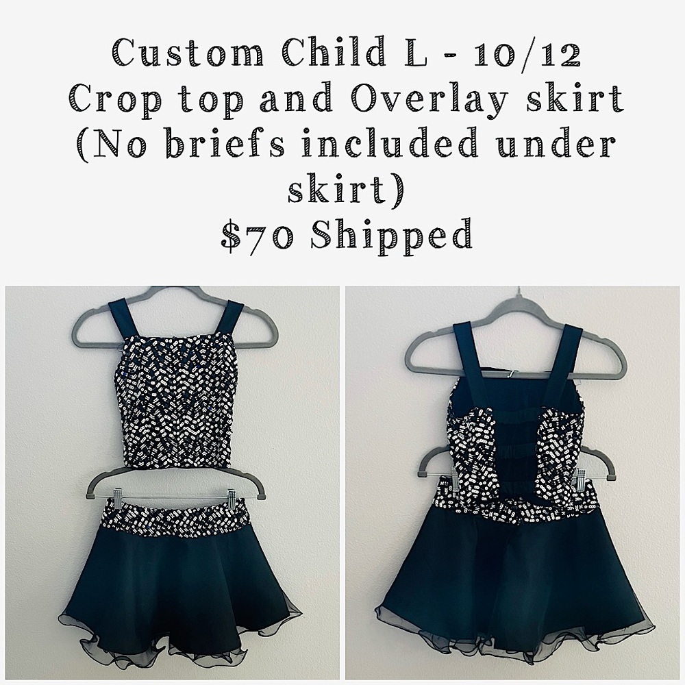 Custom L - 10/12 Child Dance Costume, Black and White, Jazz/Tap/Open